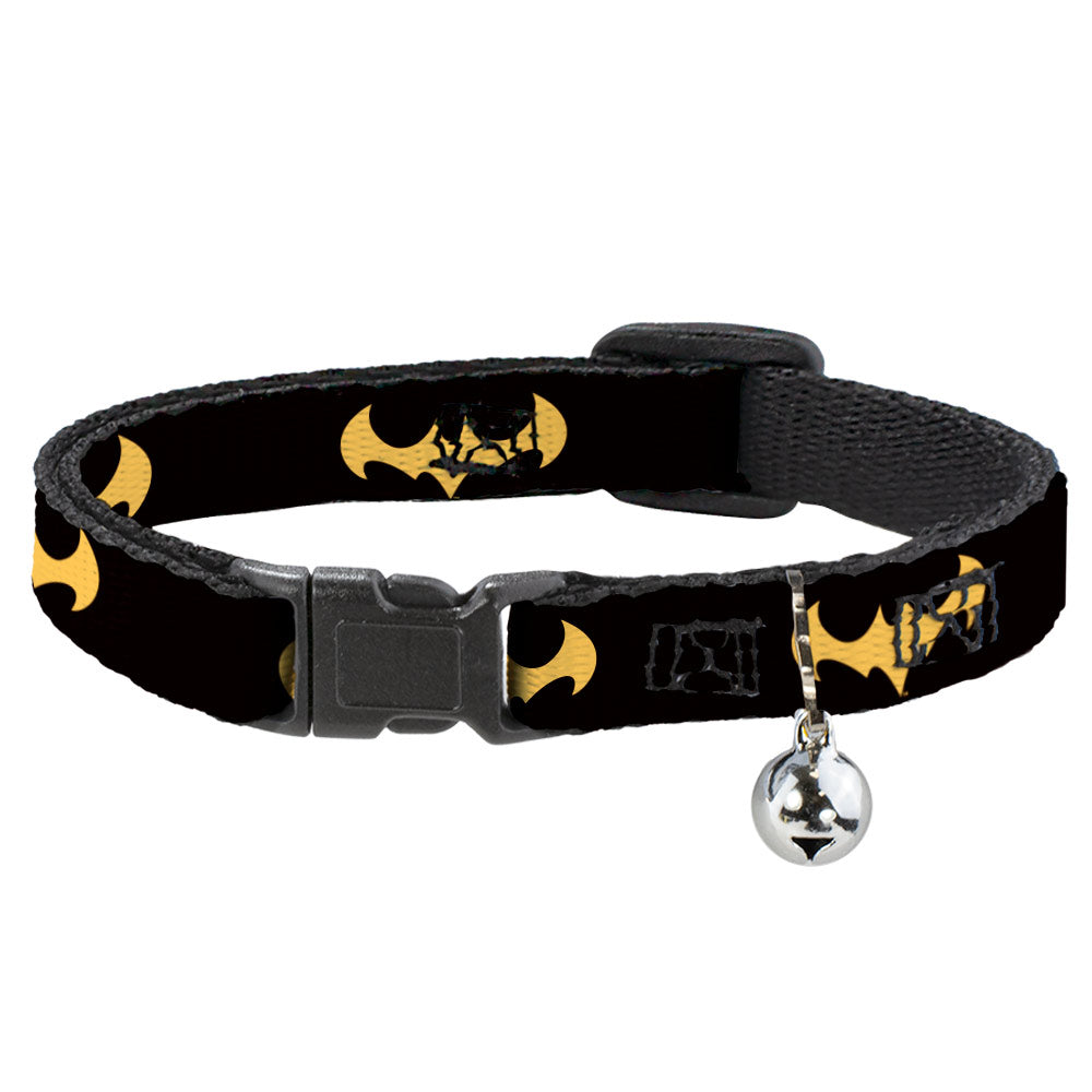 Cat Collar Breakaway with Bell - DC League of Super-Pets Batman Bat Logo Black Yellow Breakaway Cat Collars DC Comics   
