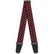 Guitar Strap - Mini Checker Black Gray 3 Red Guitar Straps Buckle-Down   