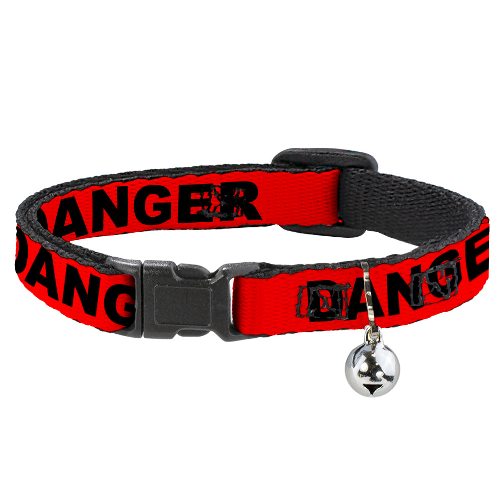 Cat Collar Breakaway - DANGER Text Red Black Breakaway Cat Collars Buckle-Down   