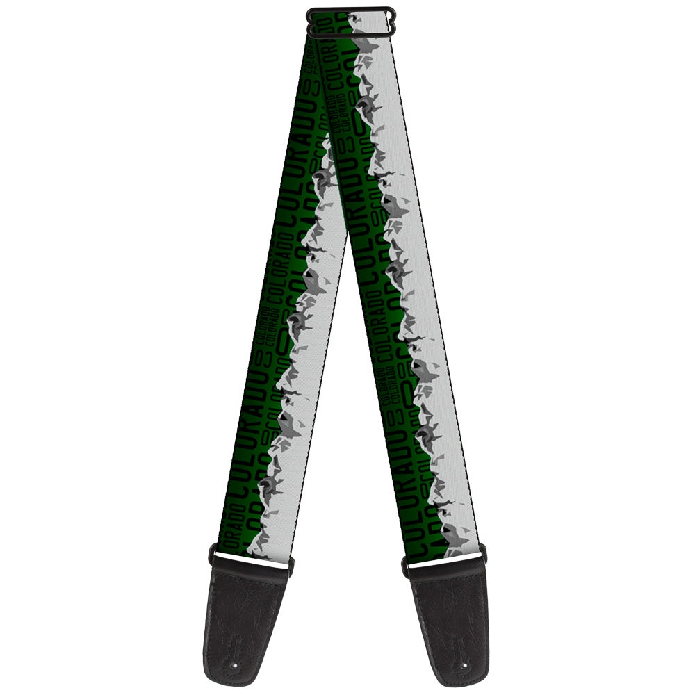 Guitar Strap - Colorado Mountains Green Black Text Grays Guitar Straps Buckle-Down   