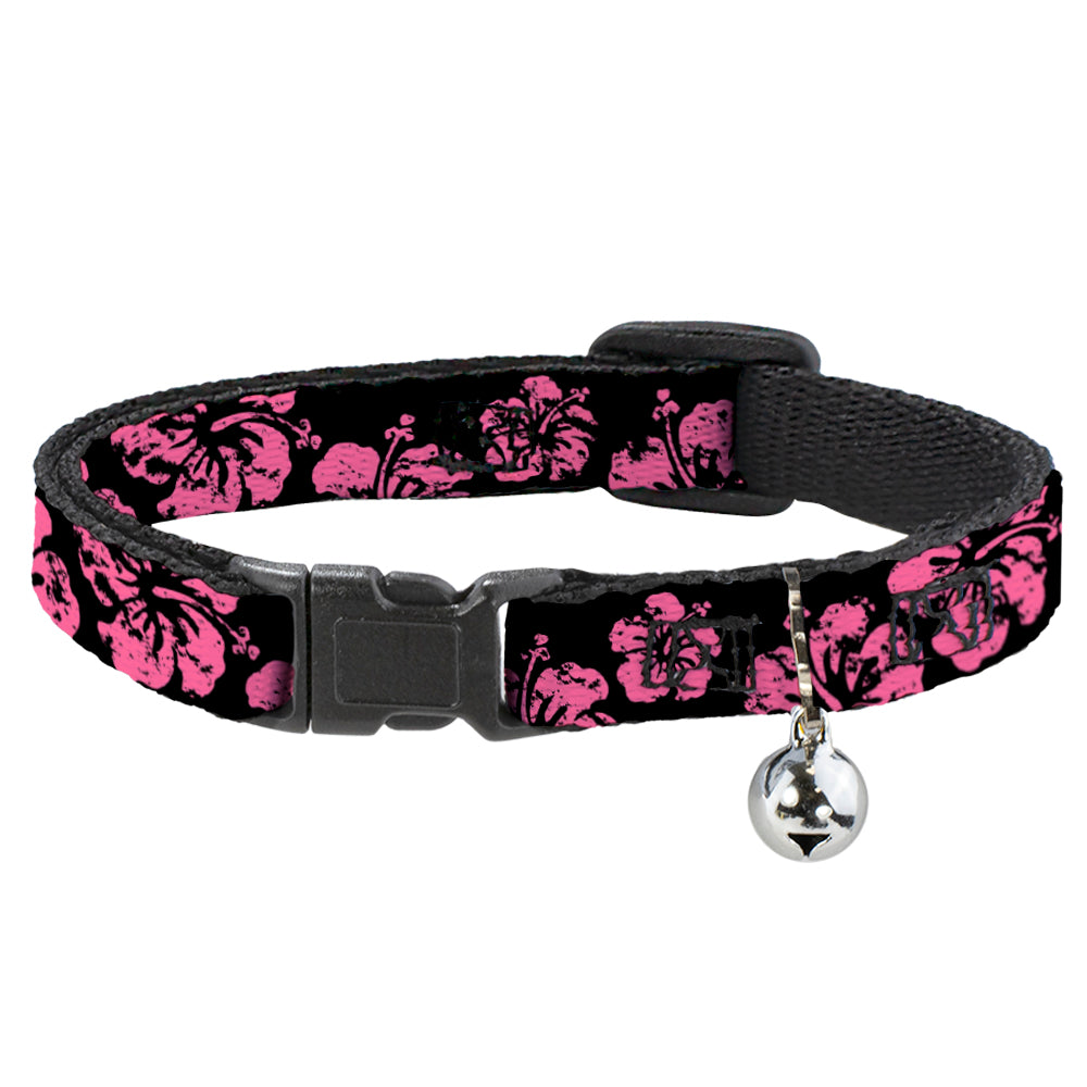 Cat Collar Breakaway - Hibiscus Weathered Black Pink Breakaway Cat Collars Buckle-Down   