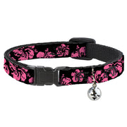 Cat Collar Breakaway - Hibiscus Weathered Black Pink Breakaway Cat Collars Buckle-Down   
