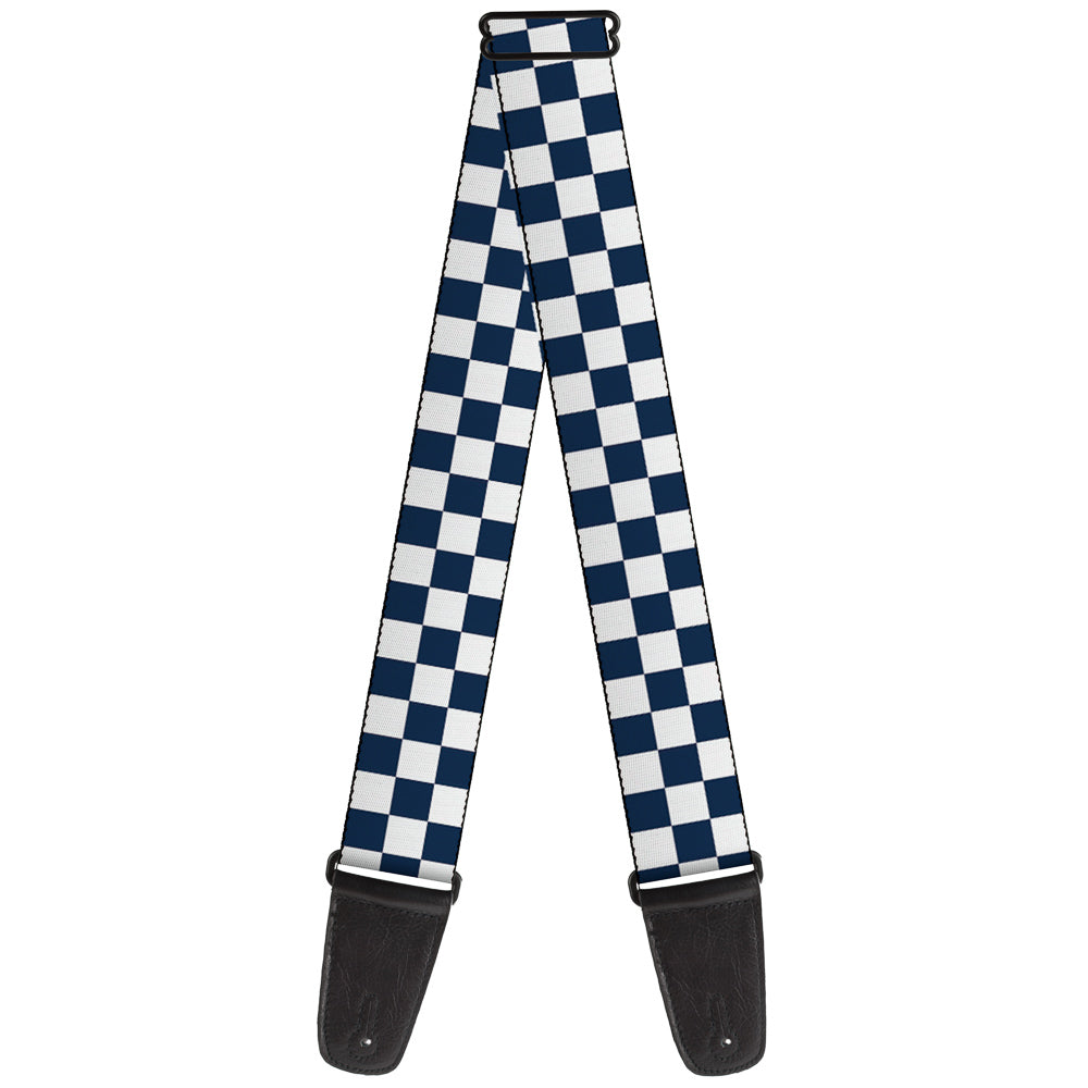 Guitar Strap - Checker Sapphire Blue White Guitar Straps Buckle-Down   
