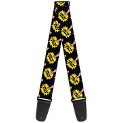 Guitar Strap - Fist Pump Black Yellow Guitar Straps Buckle-Down   