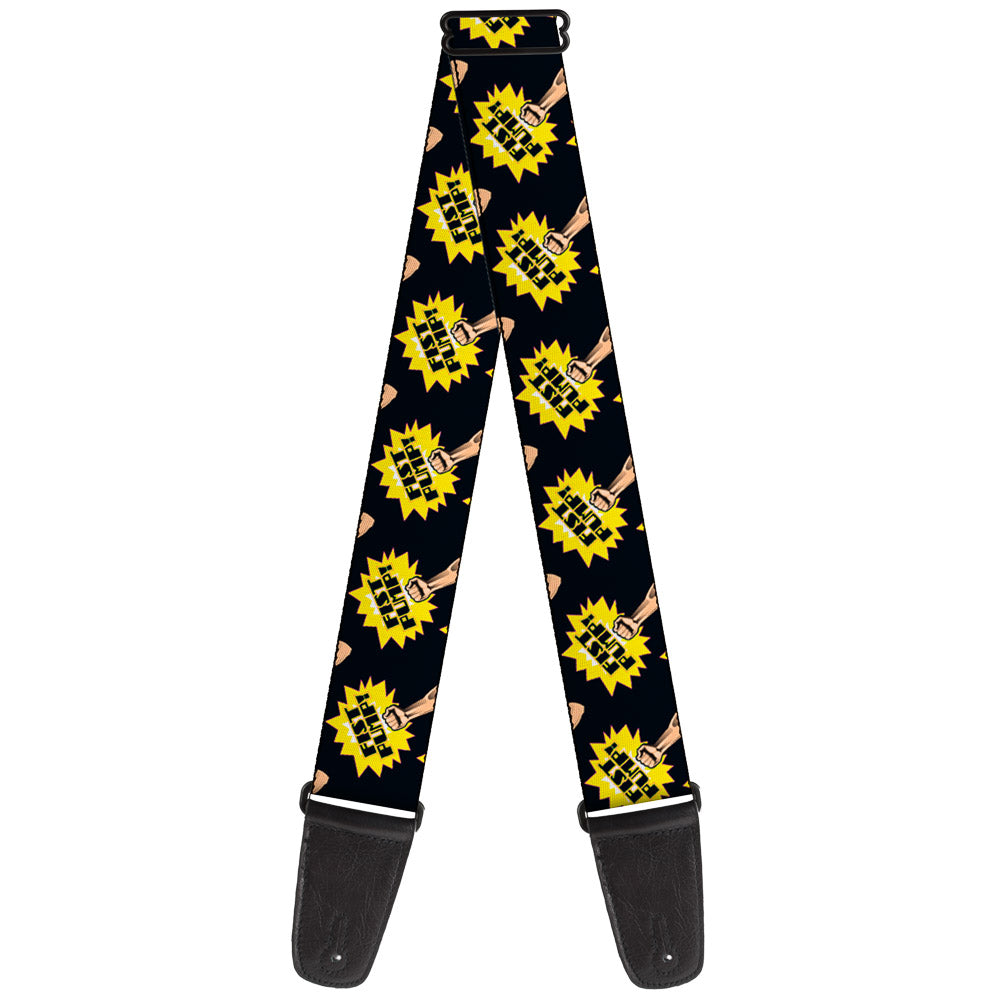 Guitar Strap - Fist Pump Black Yellow Guitar Straps Buckle-Down   