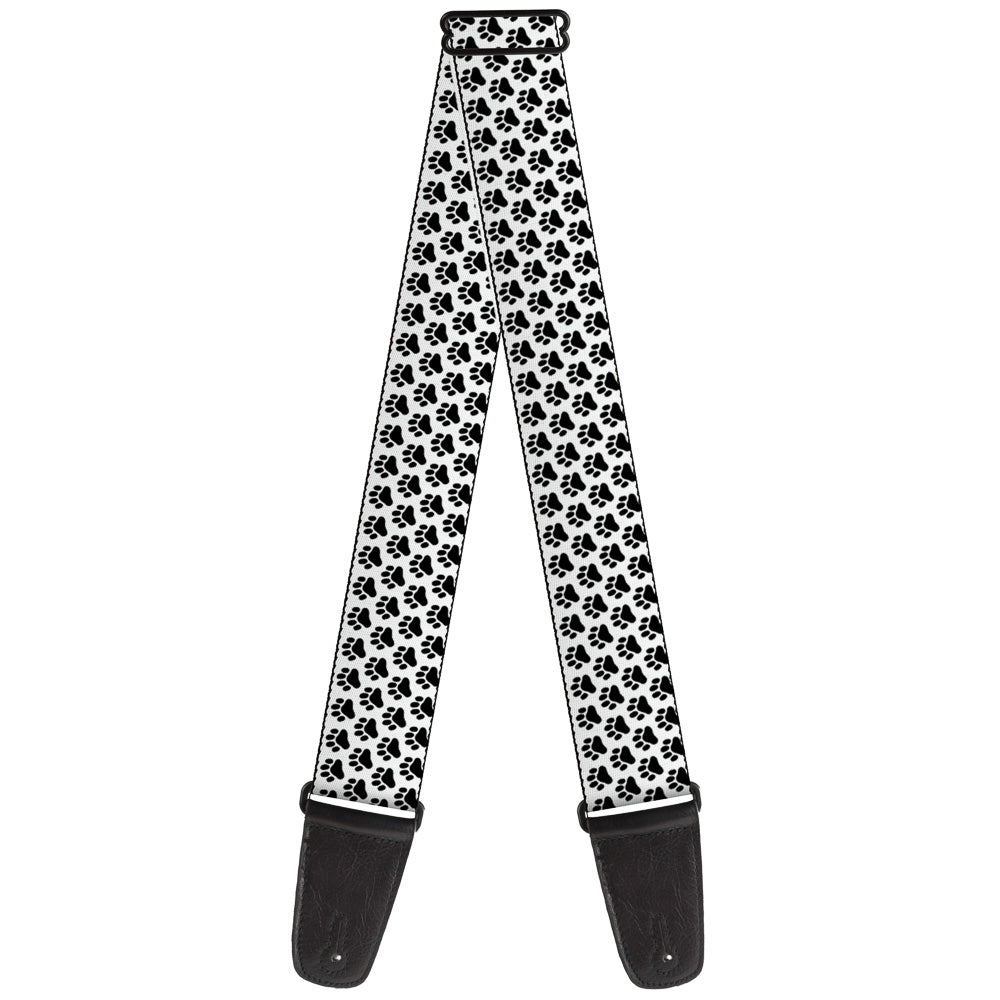 Guitar Strap - Paw Print White Black Guitar Straps Buckle-Down   