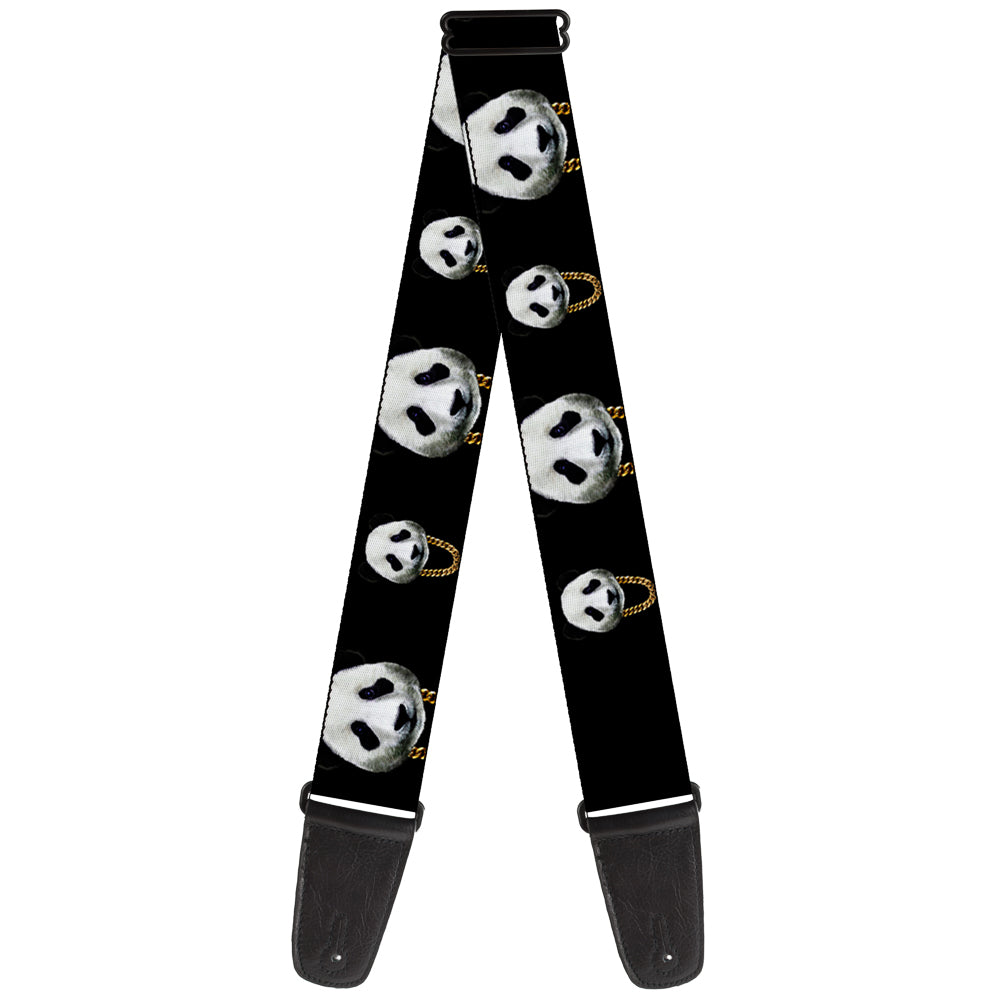 Guitar Strap - Panda w Gold Chain Black Guitar Straps Buckle-Down   