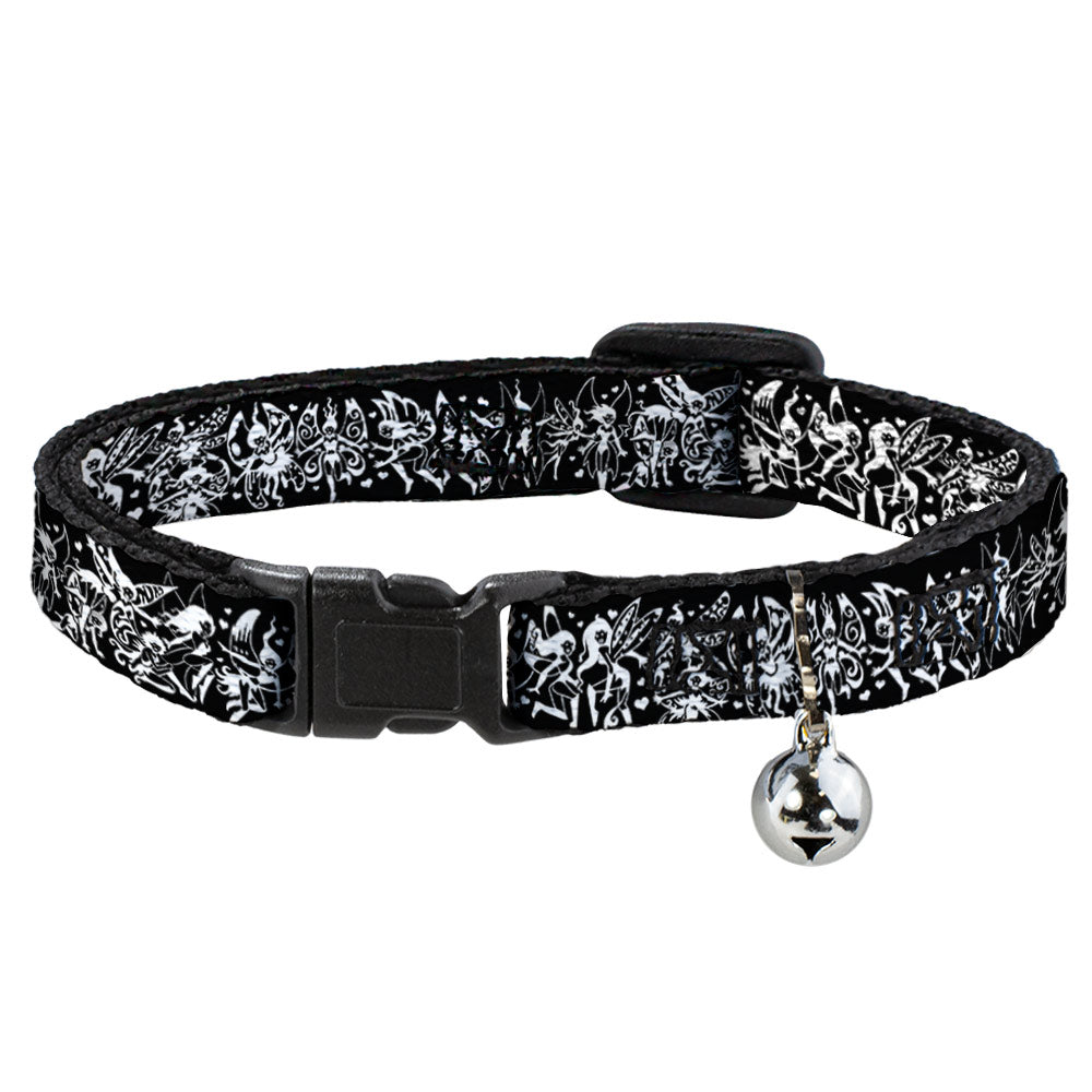 Cat Collar Breakaway - Tattoo Johnny-Fairies Black White Breakaway Cat Collars Tattoo Johnny   