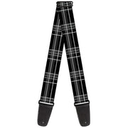 Guitar Strap - Plaid Black Gray Guitar Straps Buckle-Down   