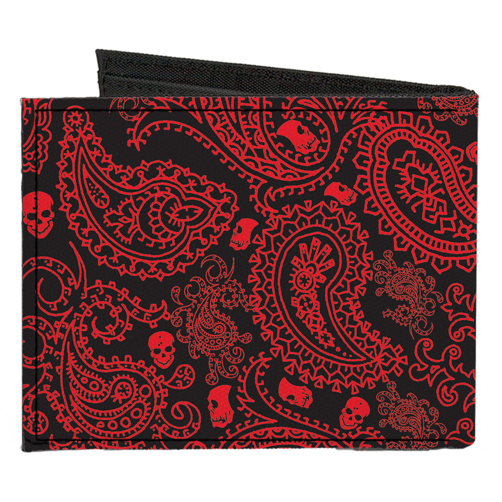 Canvas Bi-Fold Wallet - Bandana Skulls Black Red Canvas Bi-Fold Wallets Buckle-Down   