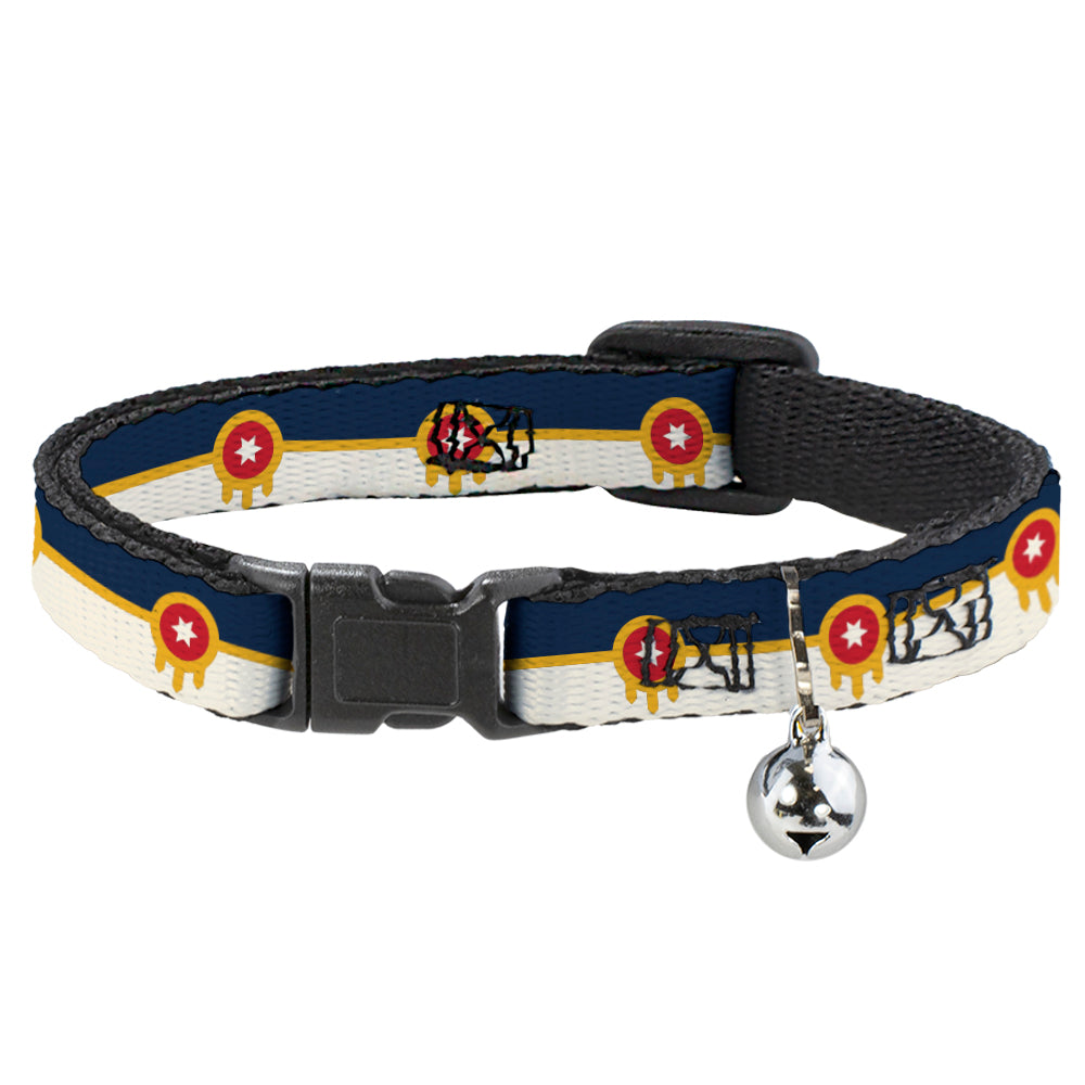 Cat Collar Breakaway - Tulsa Oklahoma City Flag Navy Blue Gold Red Beige Breakaway Cat Collars Buckle-Down   