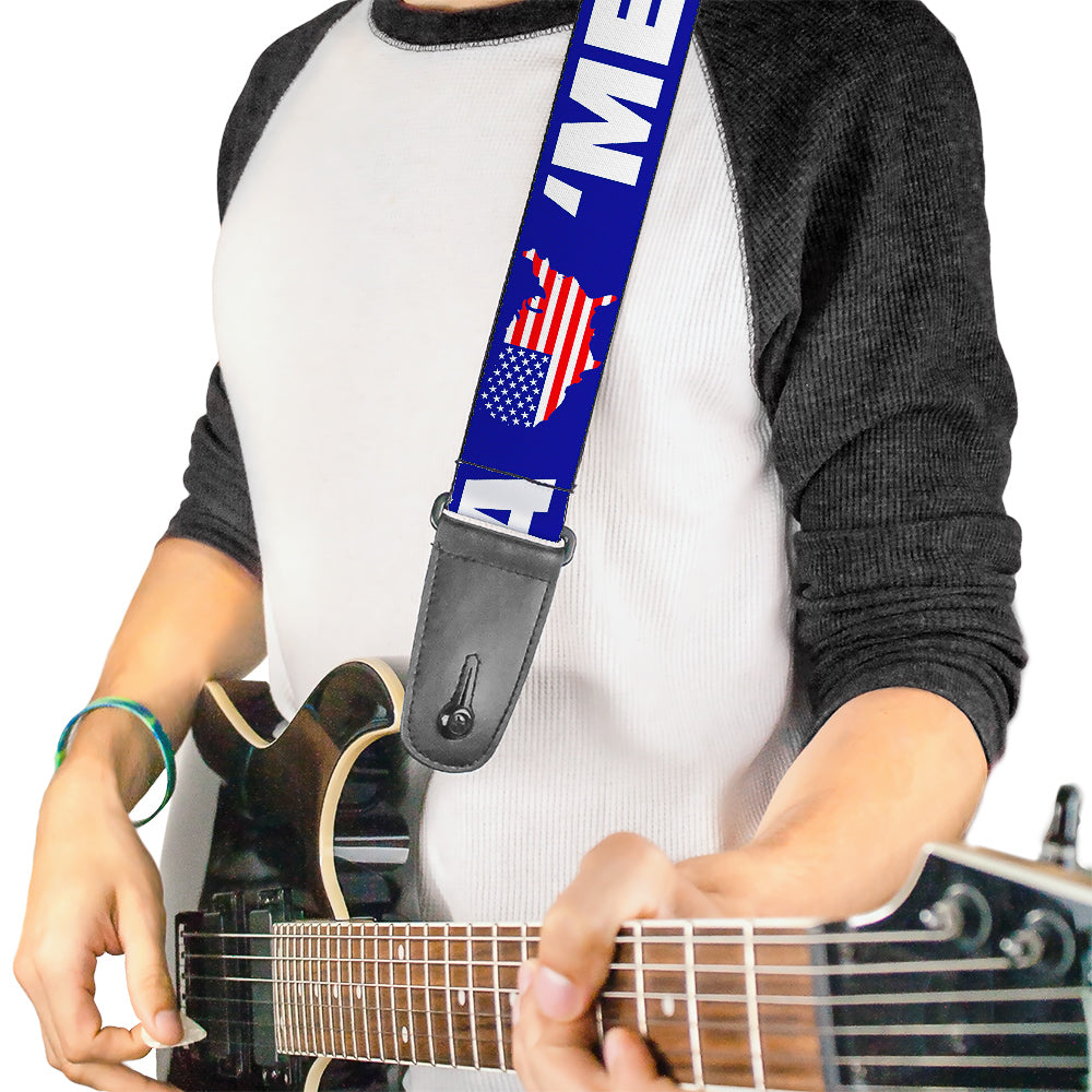 Guitar Strap - MERICA USA Silhouette Blue White US Flag Guitar Straps Buckle-Down   
