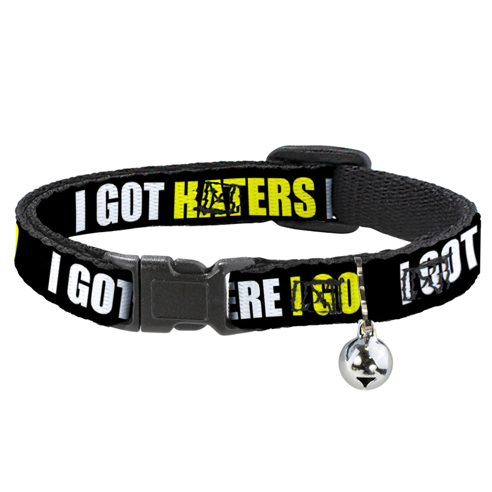 Cat Collar Breakaway - I GOT HATERS EVERYWHERE Black White Yellow Breakaway Cat Collars Buckle-Down   