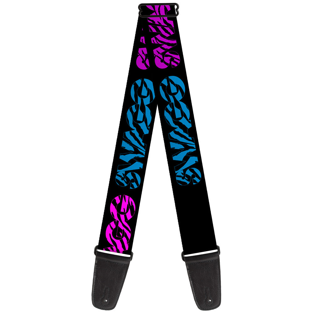 Guitar Strap - SWAGG Black Zebra Multi Neon Guitar Straps Buckle-Down   