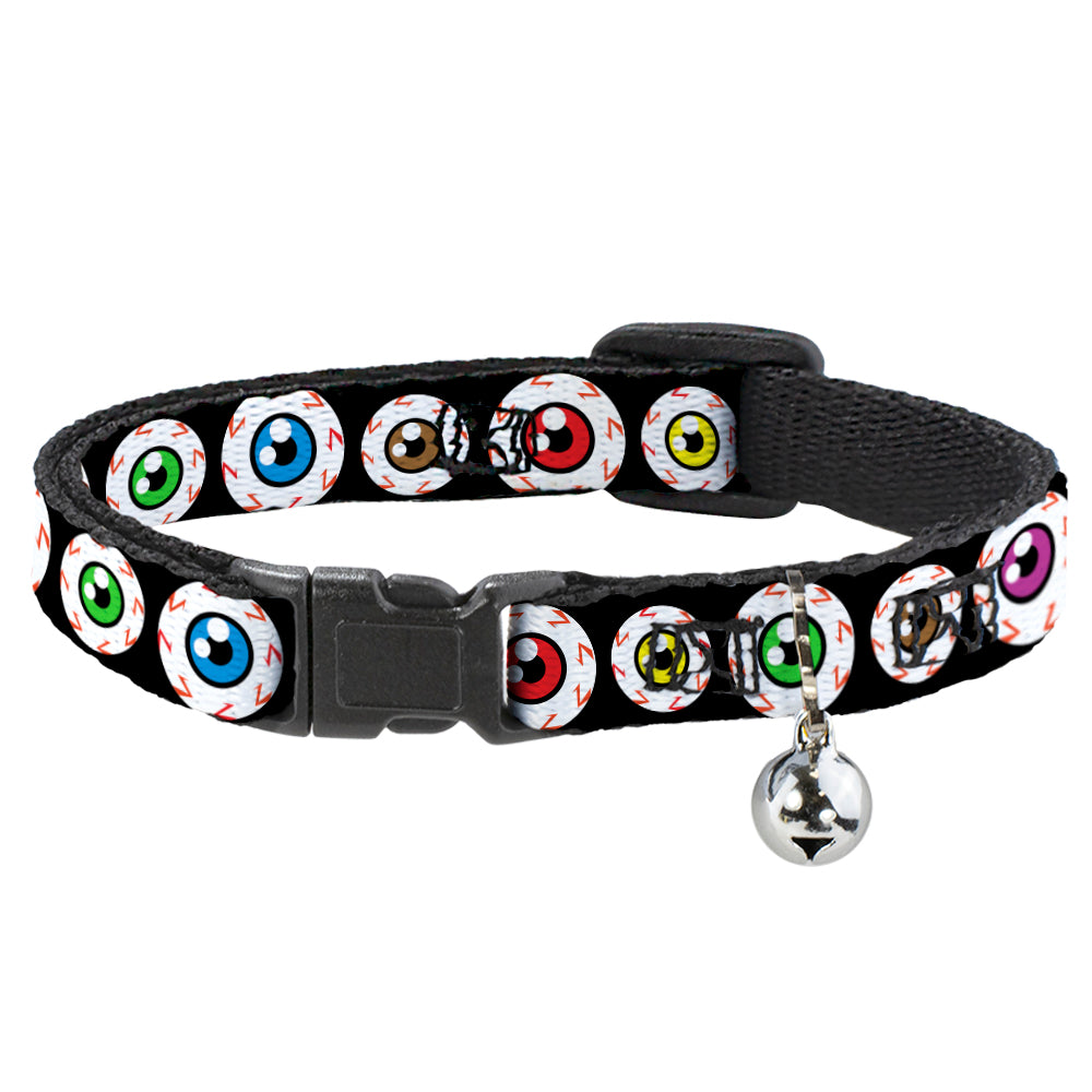 Cat Collar Breakaway - Eyeballs Black Multi Color Breakaway Cat Collars Buckle-Down   