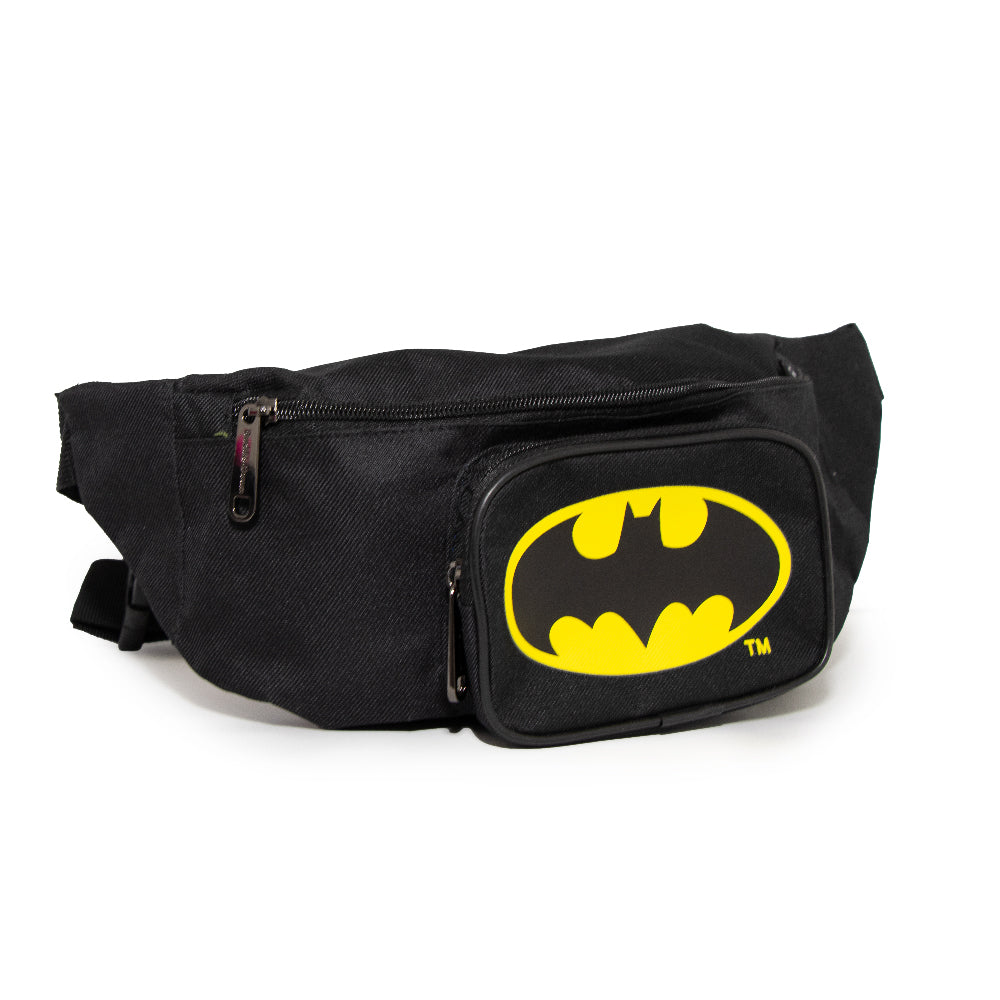 Fanny Pack - Double Zipper - Batman Bat Signal Yellow Black Fanny Packs DC Comics   
