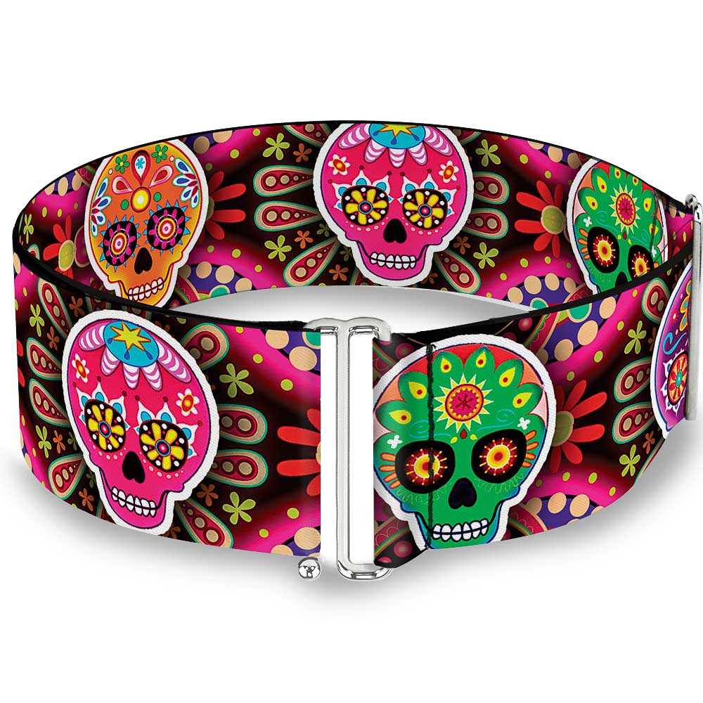 Cinch Waist Belt - Six Sugar Skulls Multi Color Womens Cinch Waist Belts Thaneeya McArdle   