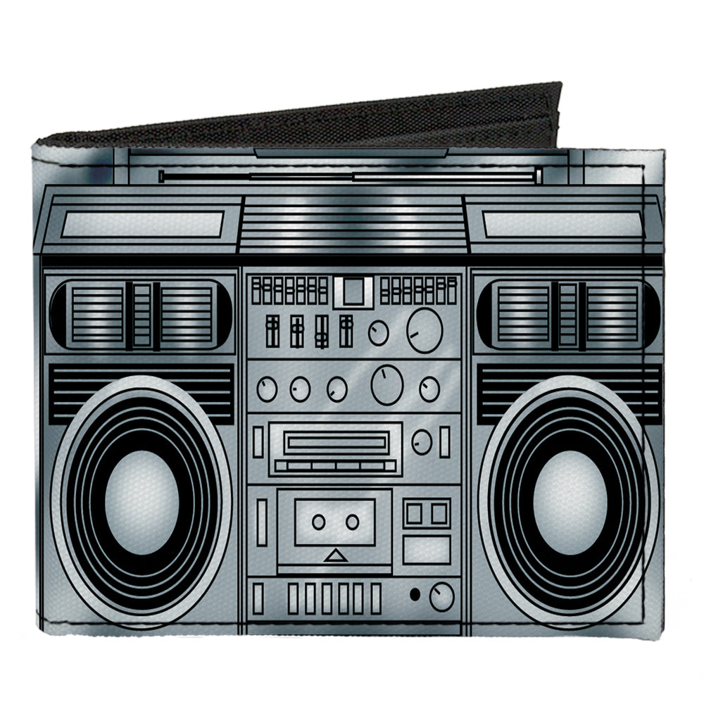 Canvas Bi-Fold Wallet - Boombox Grays Black Canvas Bi-Fold Wallets Buckle-Down   