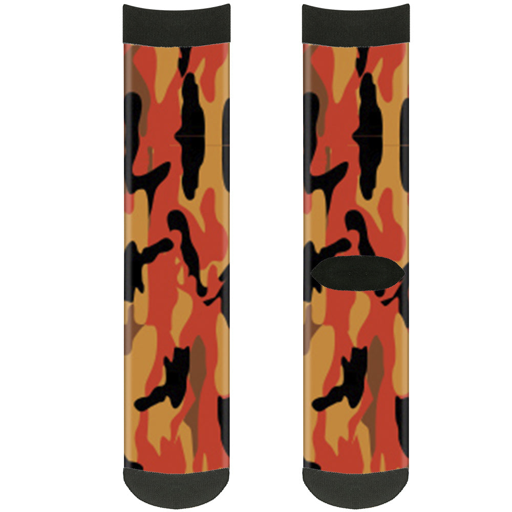 Sock Pair - Polyester - Camo Oranges Black - CREW Socks Buckle-Down   
