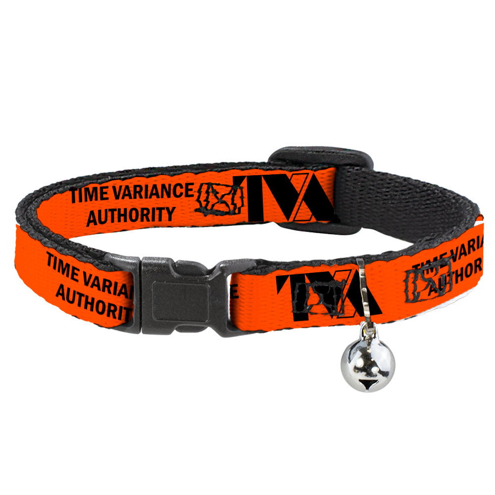 Cat Collar Breakaway with Bell - Loki Series TVA TIME VARIANCE AUTHORITY Text Orange Black Breakaway Cat Collars Marvel Comics   