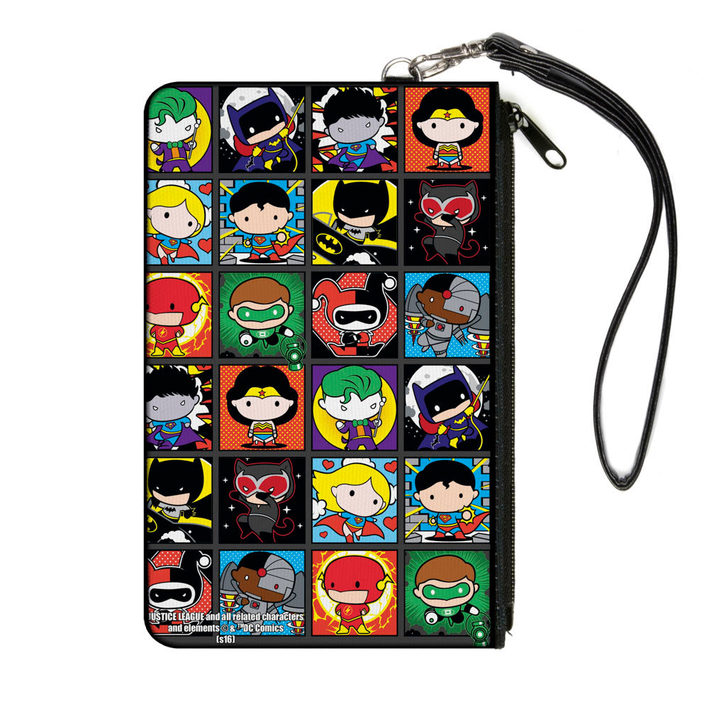 Canvas Zipper Wallet - LARGE - Justice League Comics 12-Chibi Character Pose Blocks Canvas Zipper Wallets DC Comics   