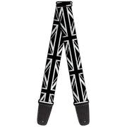 Guitar Strap - Union Jack Distressed Black White Guitar Straps Buckle-Down   