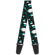 Guitar Strap - Emperor Penguins w Bubbles Black Gray Turqs Guitar Straps Buckle-Down   