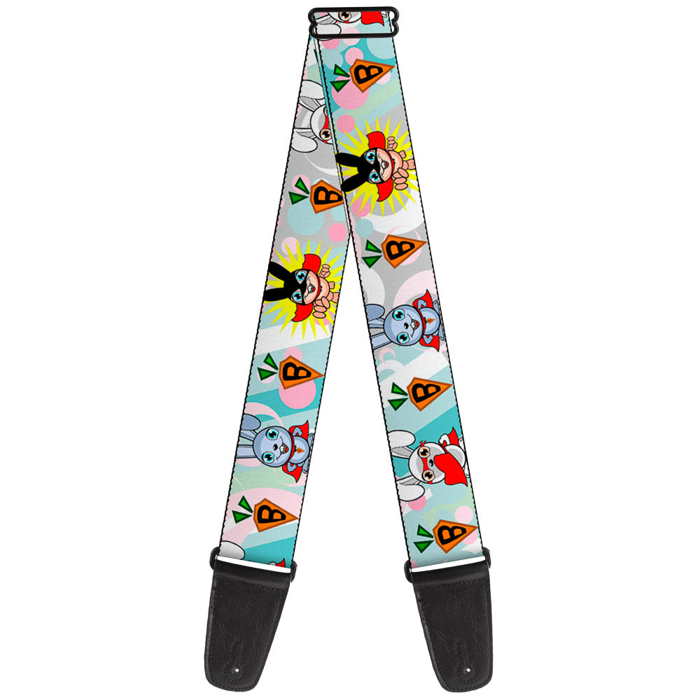 Guitar Strap - Bunny Superhero Multi Pastel Guitar Straps Buckle-Down   