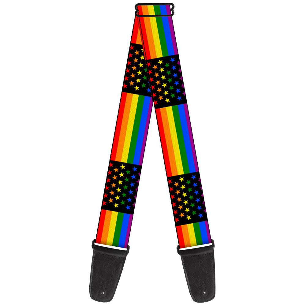 Guitar Strap - Flag American Pride Rainbow Black Guitar Straps Buckle-Down   