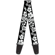 Guitar Strap - Hibiscus Black White Guitar Straps Buckle-Down   