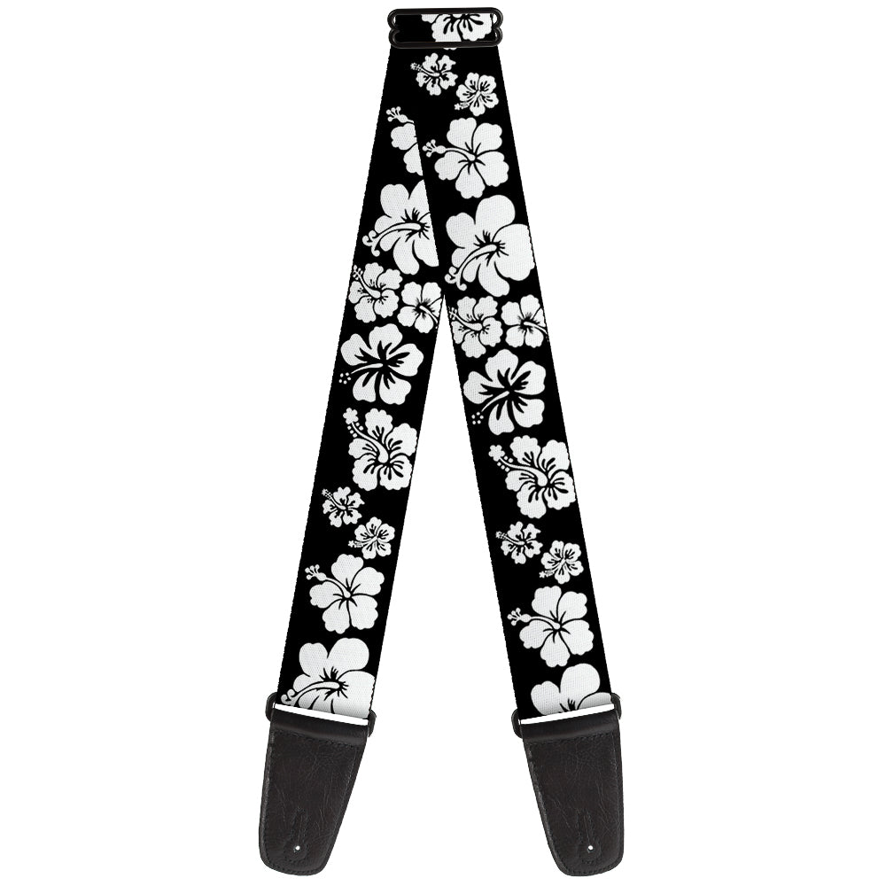 Guitar Strap - Hibiscus Black White Guitar Straps Buckle-Down   