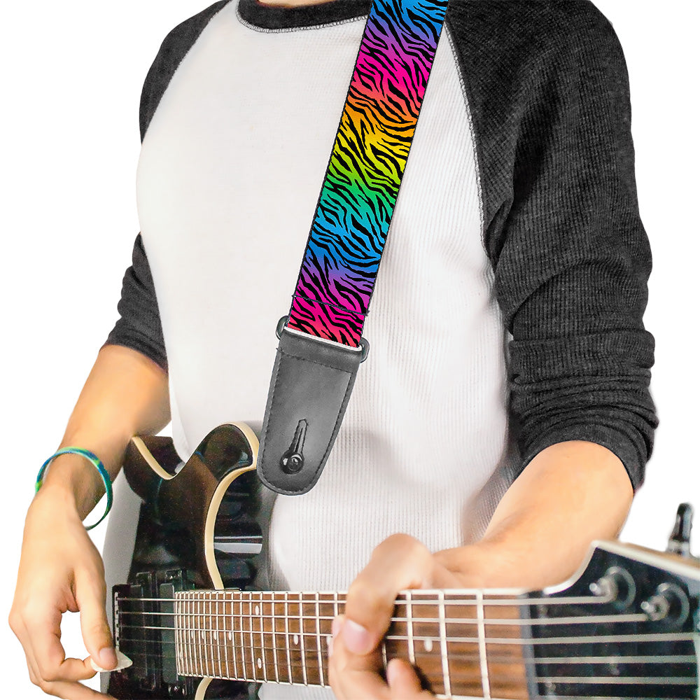 Guitar Strap - Zebra Rainbow Ombre Guitar Straps Buckle-Down   