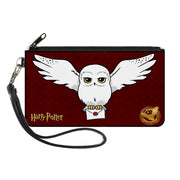 Canvas Zipper Wallet - SMALL - HARRY POTTER Hedwig Delivery Pose DRCMC Icon Burgundy Reds Golds Canvas Zipper Wallets Harry Potter Default Title