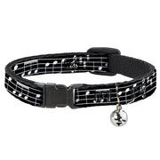 Cat Collar Breakaway - Music Notes Black White Breakaway Cat Collars Buckle-Down   