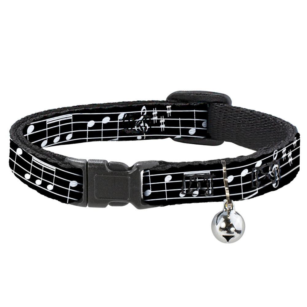 Cat Collar Breakaway - Music Notes Black White Breakaway Cat Collars Buckle-Down   
