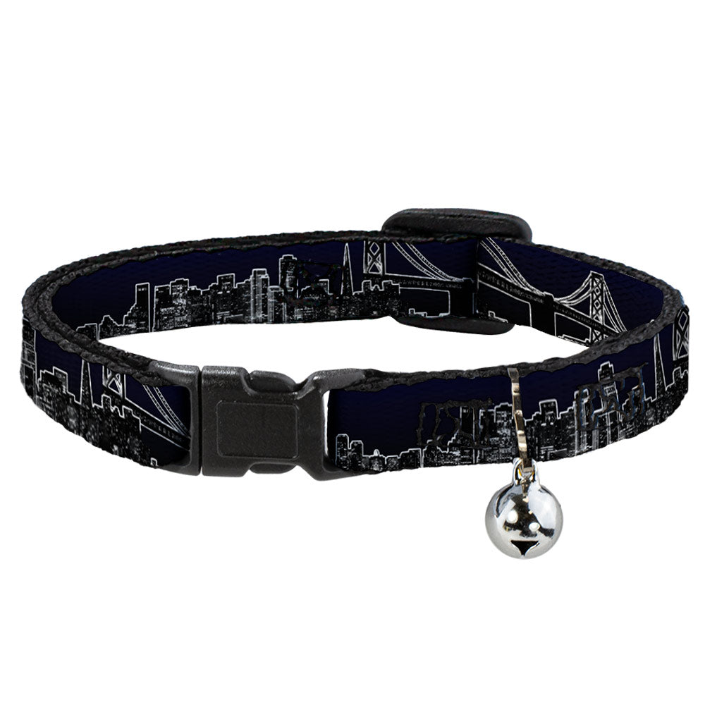 Cat Collar Breakaway - San Francisco Vivid Skyline Midnight Blue Breakaway Cat Collars Buckle-Down   
