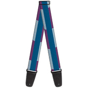 Guitar Strap - Hash Mark Stripe Turquoise Fuchsia White Guitar Straps Buckle-Down   