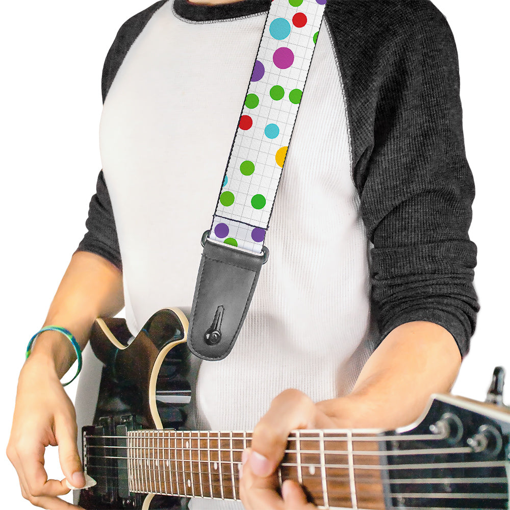 Guitar Strap - Dots Grid White Gray Multi Color Guitar Straps Buckle-Down   
