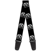 Guitar Strap - MOPAR Logo Repeat Black Silver Gradient Guitar Straps Mopar   