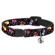 Cat Collar Breakaway - Flying Owls w Leaves Black Multi Color Breakaway Cat Collars Buckle-Down   