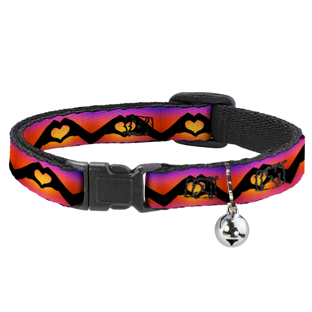 Cat Collar Breakaway - Hand Heart Silhouette Ombre Purples Orange Pinks Breakaway Cat Collars Buckle-Down   