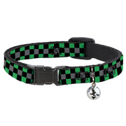 Cat Collar Breakaway - Checker Black Gray 2 Green Breakaway Cat Collars Buckle-Down   