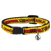 Cat Collar Breakaway - DEADPOOL'S CHIMICHANGAS Flames Yellow Black Red Breakaway Cat Collars Marvel Comics   