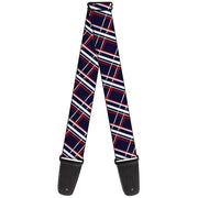 Guitar Strap - Plaid X Blue White Red Guitar Straps Buckle-Down   