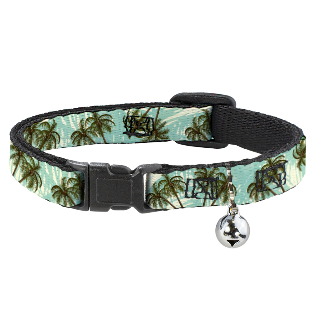 Cat Collar Breakaway - Palm Trees Swaying Tan Teal Breakaway Cat Collars Buckle-Down   