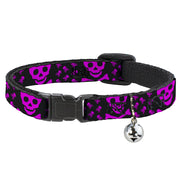Cat Collar Breakaway - Skull w Babies Black Fuchsia Breakaway Cat Collars Buckle-Down   
