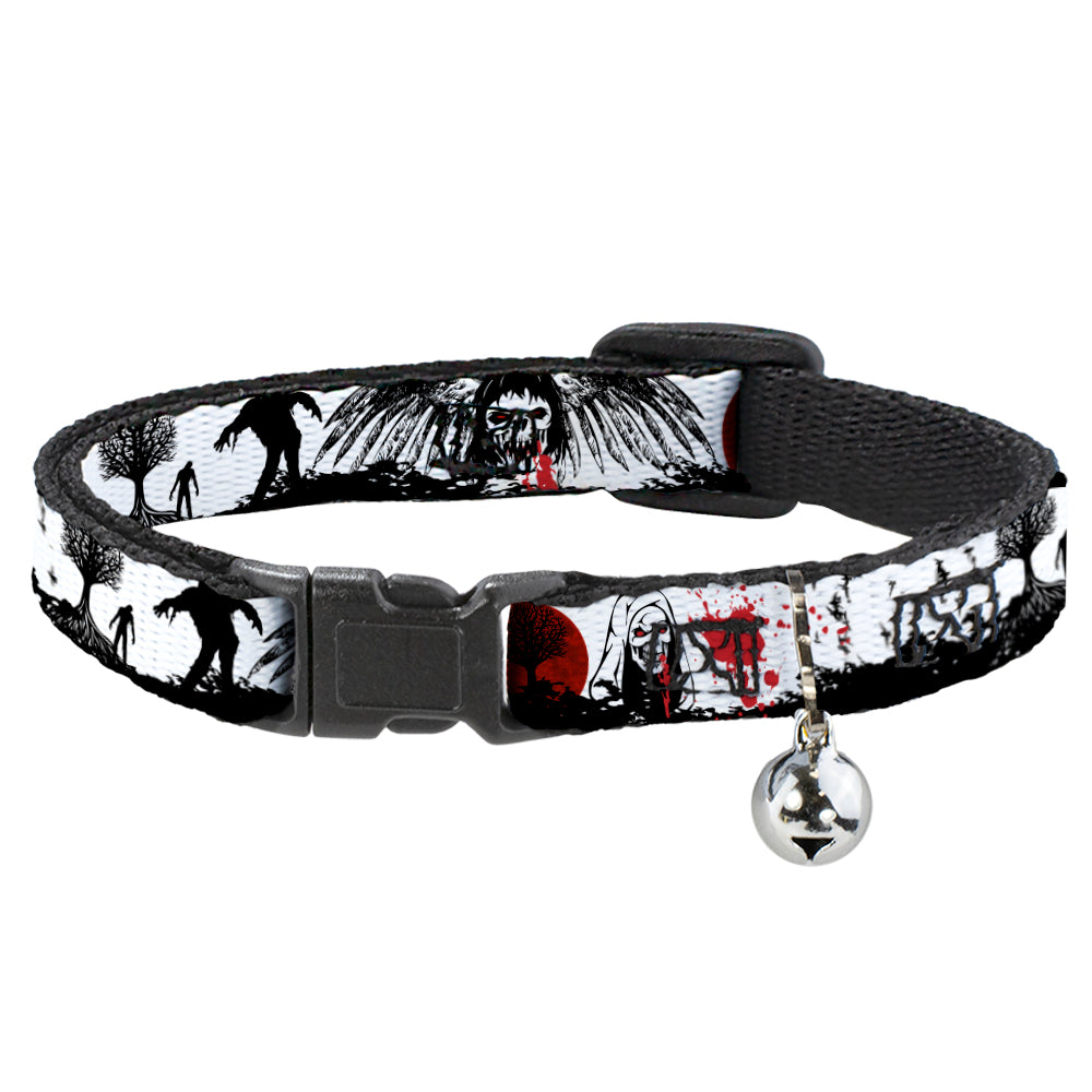 Cat Collar Breakaway - Fright Night White Black Red Breakaway Cat Collars Buckle-Down   