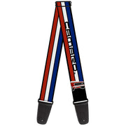 Guitar Strap - Camaro Stripe Badge Black White Red White Blue Guitar Straps GM General Motors   