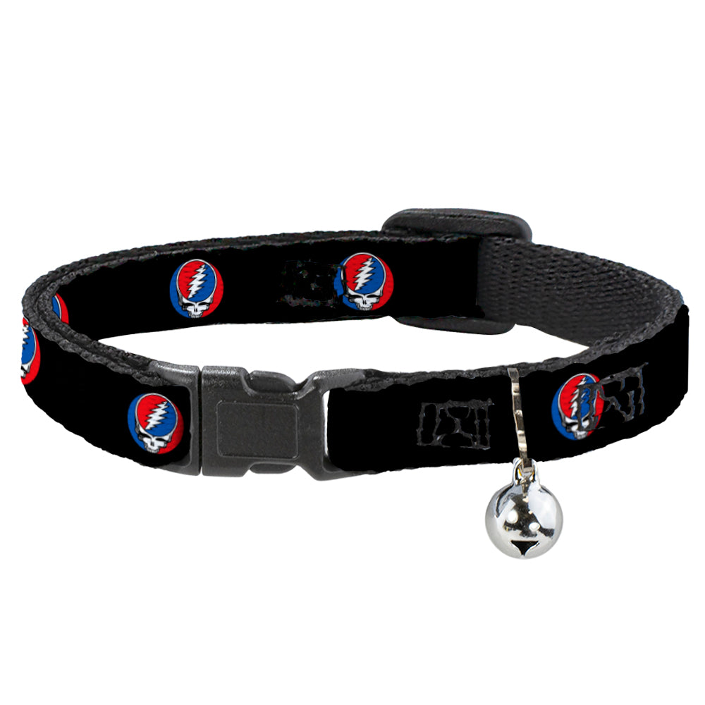 Cat Collar Breakaway - Steal Your Face Repeat Black Color Breakaway Cat Collars Grateful Dead   