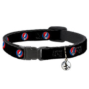 Cat Collar Breakaway - Steal Your Face Repeat Black Color Breakaway Cat Collars Grateful Dead   